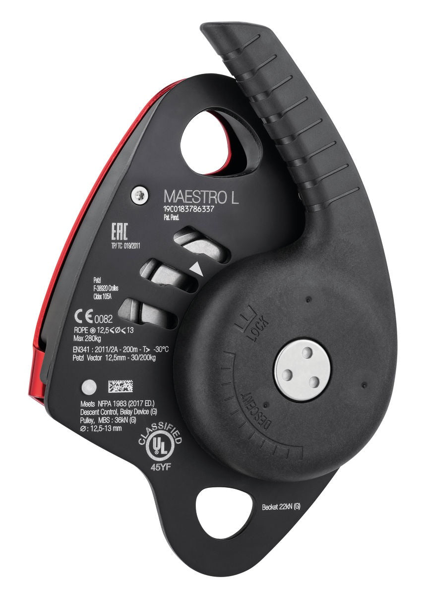 Petzl MAESTRO® L Abseilgerät mit integrierter Seilrolle für schwere Lasten